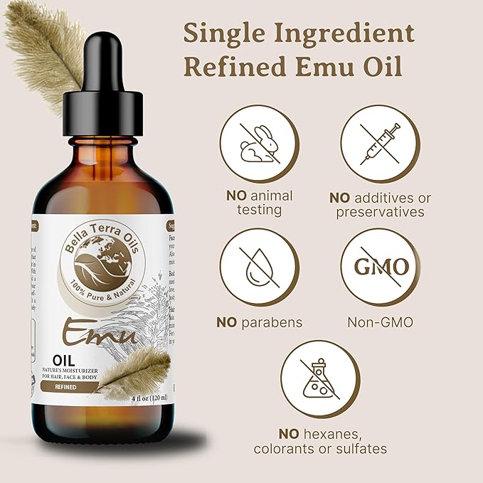 Bella Terra Oils - Emu Oil 16oz - The Ultimate Australian Emu Elixir, Packed with Essential Fatty Acids, Timeless Beauty's Secret Ingredient