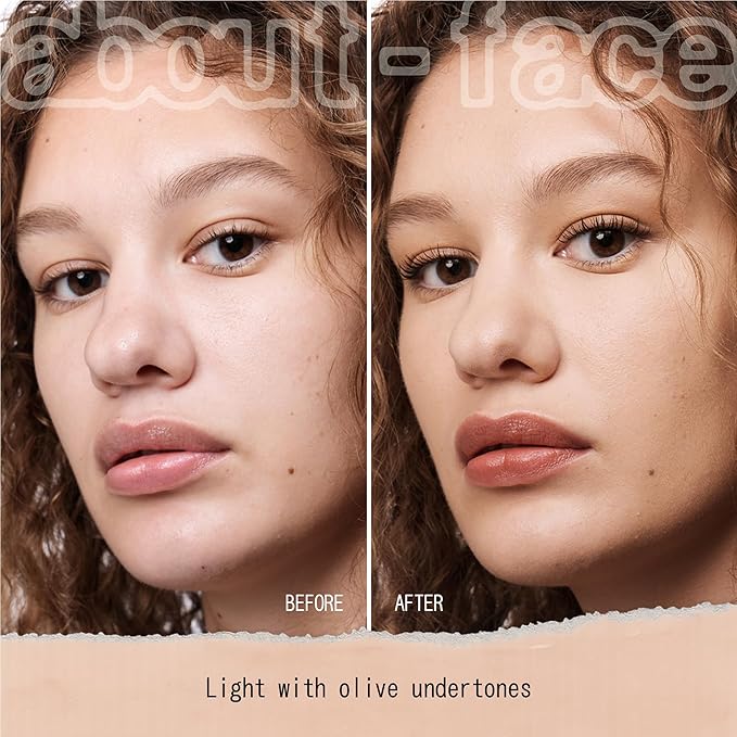 about-face THE PERFORMER Skin-Focused Foundation L2Olive – Medium Coverage, Long-Wear, Breathable & Buildable Base – Clean, Vegan, Hydrating Formula with Blue Agave & Chlorella – 1.08oz