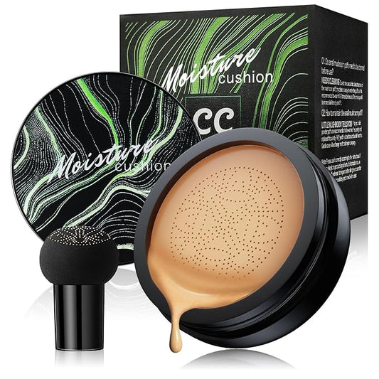 Mushroom Head Air Cushion CC Cream - Brightening & Moisturizing BB Cream Makeup Long Lasting Matte Concealer, Even Skin Tone for All Skin Types (Medium Deep, 3.21 Ounce (Pack of 1))