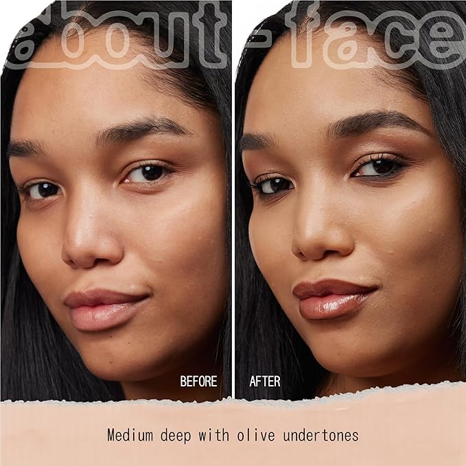 about-face THE PERFORMER Skin-Focused Foundation MD2Olive – Medium Coverage, Long-Wear, Breathable & Buildable Base – Clean, Vegan, Hydrating Formula with Blue Agave & Chlorella – 1.08oz