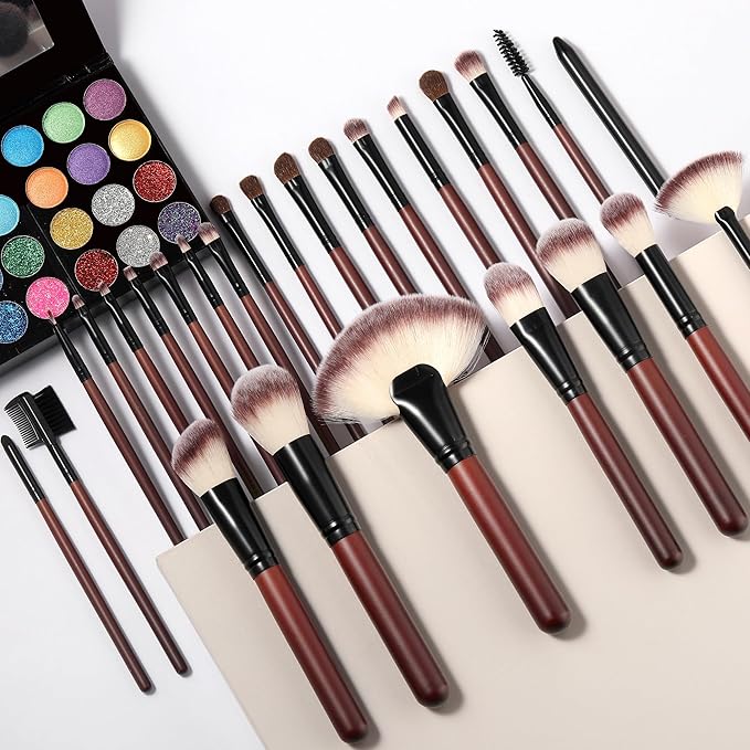 Makeup Brushes Set 26-Piece Makeup Brushes Premium Synthetic Foundation Powder Concealer Blush Eyeshadow Contour Professional Makeup Brush Set with 2 Brush Bags