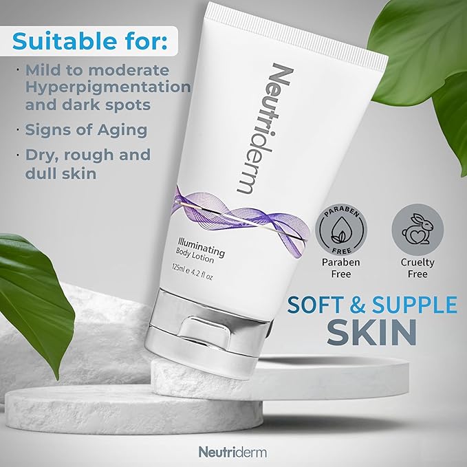 NEUTRIDERM Illuminating Body Lotion for Dry Skin, Aging Skin & Dark Spots – Retinol & Niacinamide Moisturizer for Women & Men – Vitamin-Rich Hydrating Cream for Even Tone, 4.2 oz