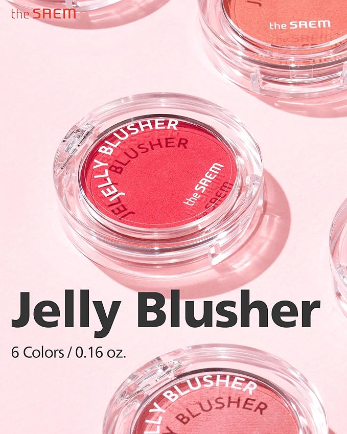 THESAEM Jelly Blusher OR01 Dazzling Orange - Velvety Finish Soft Jelly Powder Cheek - Easy Blending Formula- Lightweight, Smooth, Natural Buildable Blusher