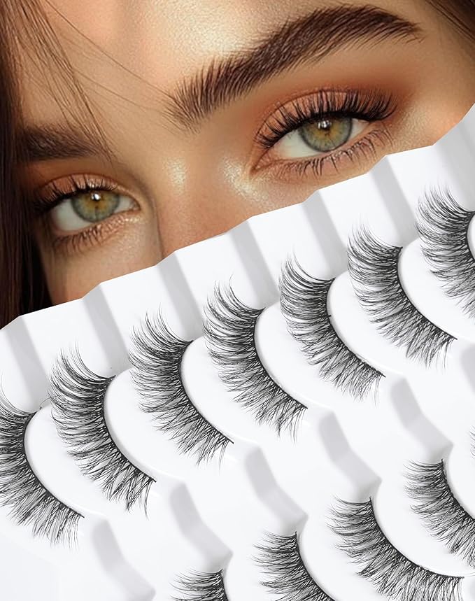 Frihappy Fake Lashes Natural False Lashes Wispy Lashes Fluffy False Eyelashes Natural Fake Eyelashes Strip Lashes 13mm Lashes 3D Air-Arcturus