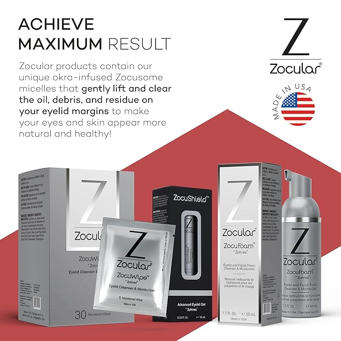 ZocuFoam Eyelid Cleanser - Foaming Eyelid Scrub - Natural pH Balanced Solution - 1.7 FL OZ (50mL)