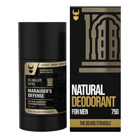 The Beard Struggle Natural Deodorant - Marauder’s Defense - 100% Natural Charcoal Infused Deodorant Men Aluminum Free - Gold Collection, Valhalla's Gates - 2.65 oz.US.