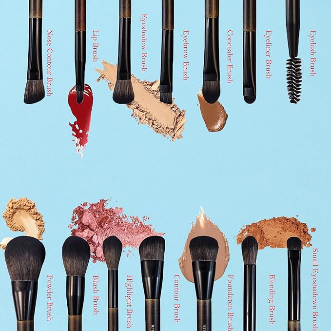 Makeup Brushes Set BUTIYO 14 Pcs Synthetic Foundation Powder Concealers Eye shadows Blush Makeup Brushes with black (14 PCS) FB002