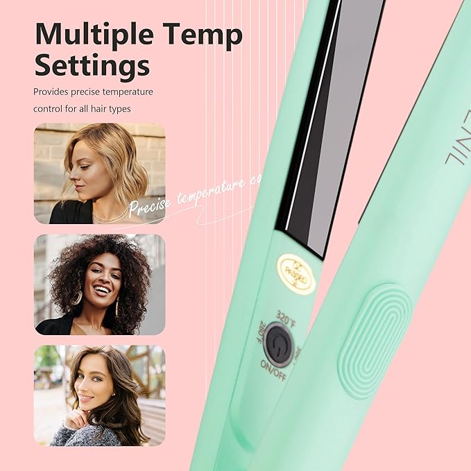 ANGENIL Pro Ultra Mini Titanium Flat Iron Hair Straightener and Curler 2 in 1, Dual Voltage Mini Hair Iron, 0.7 inch 20S Fast Heat Small Hair Straightener, Suitable for Short Hair and Bangs