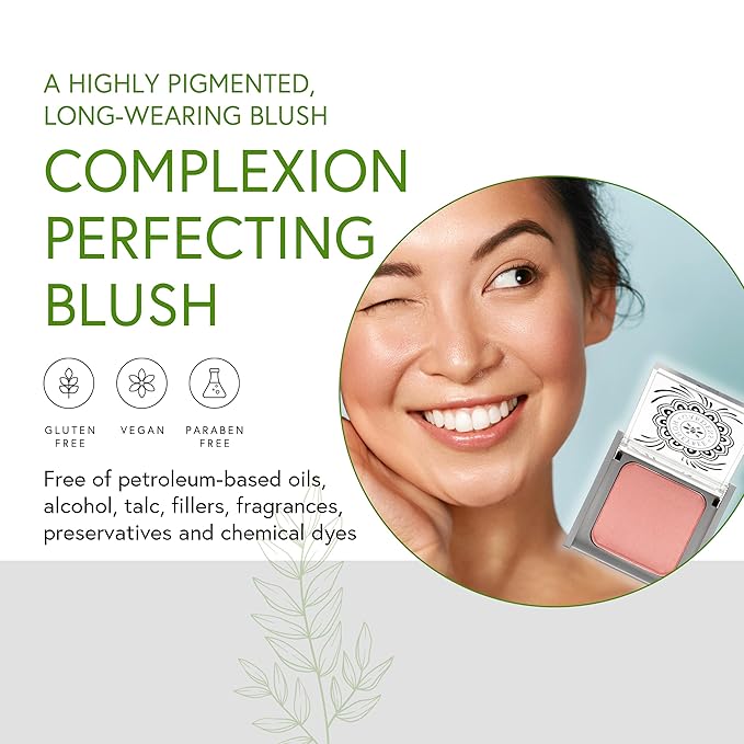 Honeybee Gardens Complexion Perfecting Blush in Rendezvous, Soft Neutral Rose, Pigmented, Vegan & Gluten-Free, 8.5g