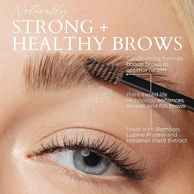 Fitglow Beauty Plant Protein Brow Gel | Natural Vegan Eyebrow Enhancer Serum | Thickening Volumizing Brow Filler | Nutrient-Rich Hair Conditioning | Strengthens, Lift, Shape & Fill | 4g - Taupe Blonde