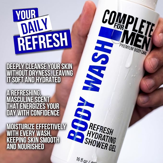 Hydrating Shower Gel for Men: Sulfate-Free Mens Body Wash, Natural Shower Gel - Moisturizing Body Wash for All Skin Types, Soap & Body Cleansers, Bath Gel for Dry Skin