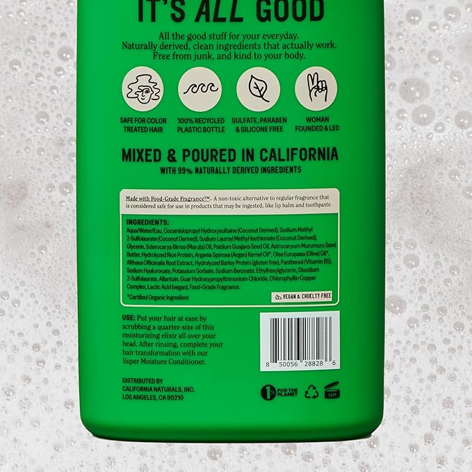 California Naturals Super Moisture Shampoo for Dry Damaged Hair, Hydrating Shampoo, Scalp & Hair Care for Women & Men, Natural, Vegan, Cruelty, Paraben & Sulfate Free, Color Safe, 16.5 fl oz