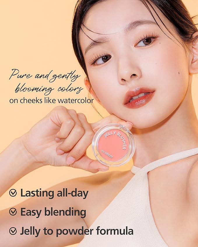 THESAEM Jelly Blusher PP01 Milky Mauve - Velvety Finish Soft Jelly Powder Cheek - Easy Blending Formula- Lightweight, Smooth, Natural Buildable Blusher