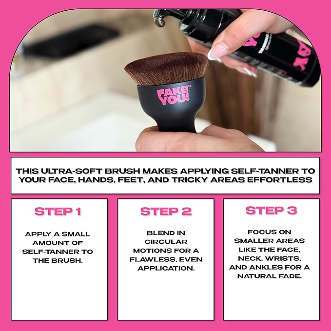Fake You! Tanning Brush for Body and Face – Self Tan Brush for Smooth, Streak-Free Application – Body for Hands, Feet, and Face – Ultra-Soft Bristles