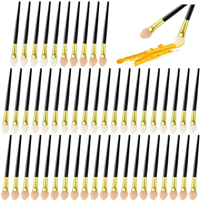 50 Pcs Sponge Eyeshadow Brush, Dual Sides Eye Shadow Sponge Applicators, Make Up Brush Eye Makeup Applicators Beauty Tool for Women Girls