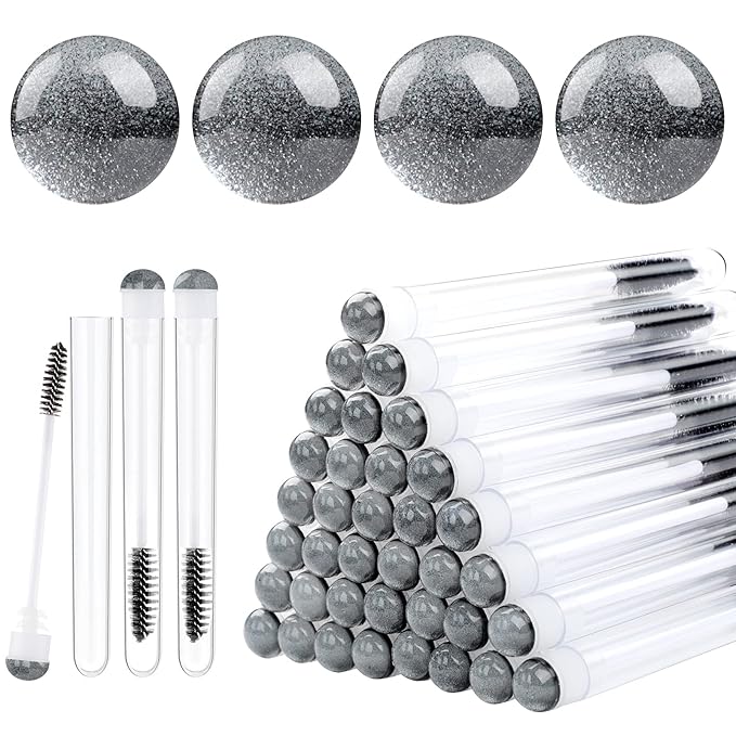 50 Pieces Disposable Mascara Brushes Eyelash Brush Lash Wand Diamond Mascara Wands with Tube Makeup Tool Lash Spoolies Sanitary Brushes Lash Extension Supplies (tube sky black 50)
