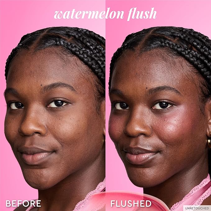 Glow Recipe Niacinamide Dewy Flush Tinted Liquid Blush Serum - Glowy Blush for Cheeks to Smooth, Hydrate & Brighten - Liquid Korean Makeup with Buildable Soft Pink Tint - Watermelon Flush (0.4 oz)