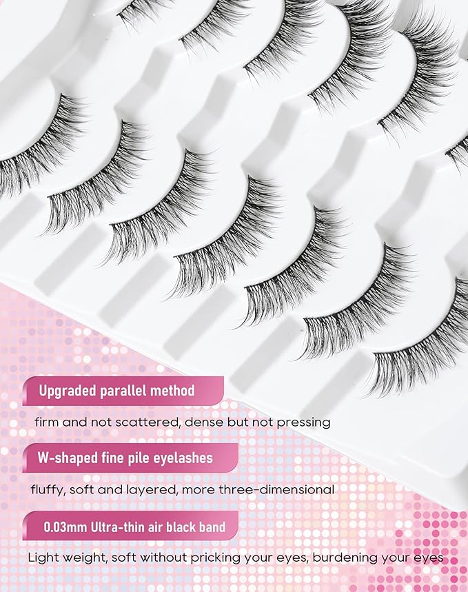 Frihappy Lashes Wispy Natural Lashes Natural Look Natural Eyelashes Wispy Eyelashes False Eyelashes Natural Fake Lashes 13mm Lashes 3D Air-Danica
