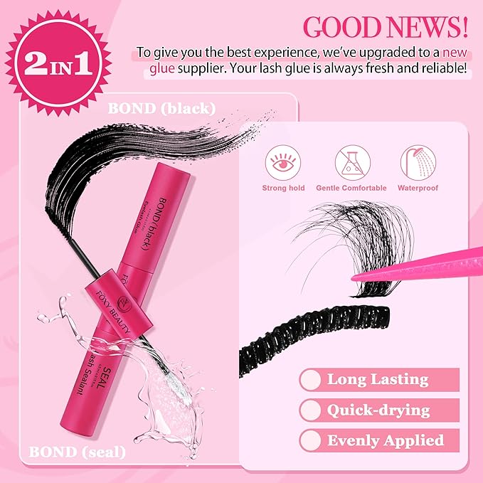 Diva Lash Clusters Kit - 432 Pieces Lash Clusters D Curl Lash Extension Kit Fluffy Lash Clusters Kit WideSpan Individual Lashes 12-20mm Eyelash Clusters, Eyelash Extension Kit With Bond and Seal