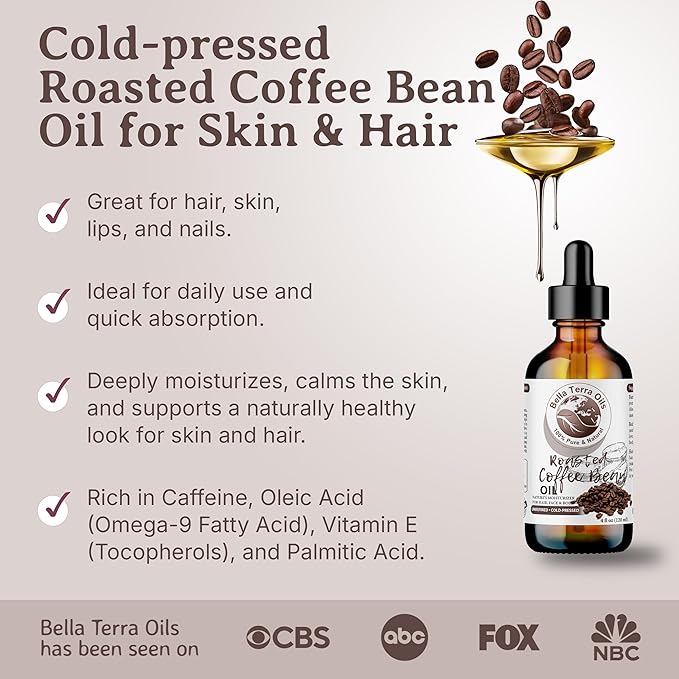 Bella Terra Oils – Roasted Bean Oil 4oz – A Symphony of Oils for Flavoring, Rich in Chlorogenic Acid, For the Love of Pure Aroma