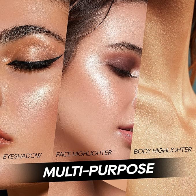 Baked Pink Highlighter Powder Palette, Makeup Highlighter Powder Palette Sheer Shimmering Finish Face Highlighters Makeup Iluminadores de Maquillaje #02 Mermaid Pink