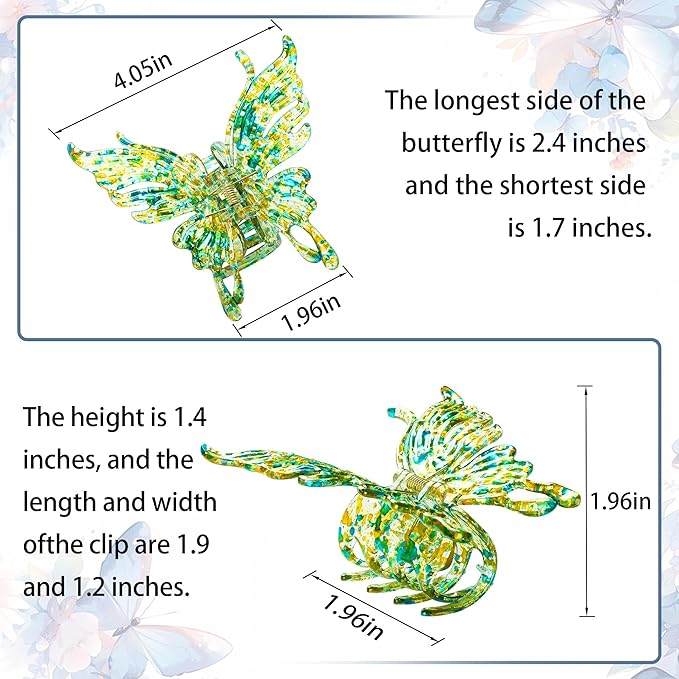 6 Pcs Hair Clips Large Butterfly Hair Clips for Thick Hair No Slip Strong Hold Big Shining Butterfly Hair Claw Clips for Women and Girls Hair Accessories Gifts