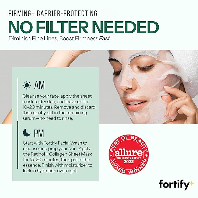Face Mask with Retinol and Collagen - Dermatologist Tested, Anti Aging - Firming & Barrier Protecting - 3-in-1: Detox - Treat- Boost - Clean Beauty, Korean Skin Care, 5 Sheet Masks