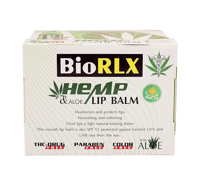 BioRLX 99% Purity Aloe Vera Lip Balm - Natural Moisturizing Unisex Lip Care for Hydrated and Radiant Lips (Hemp Oil & Aloe Vera, 0.12 Ounce (Pack of 1))