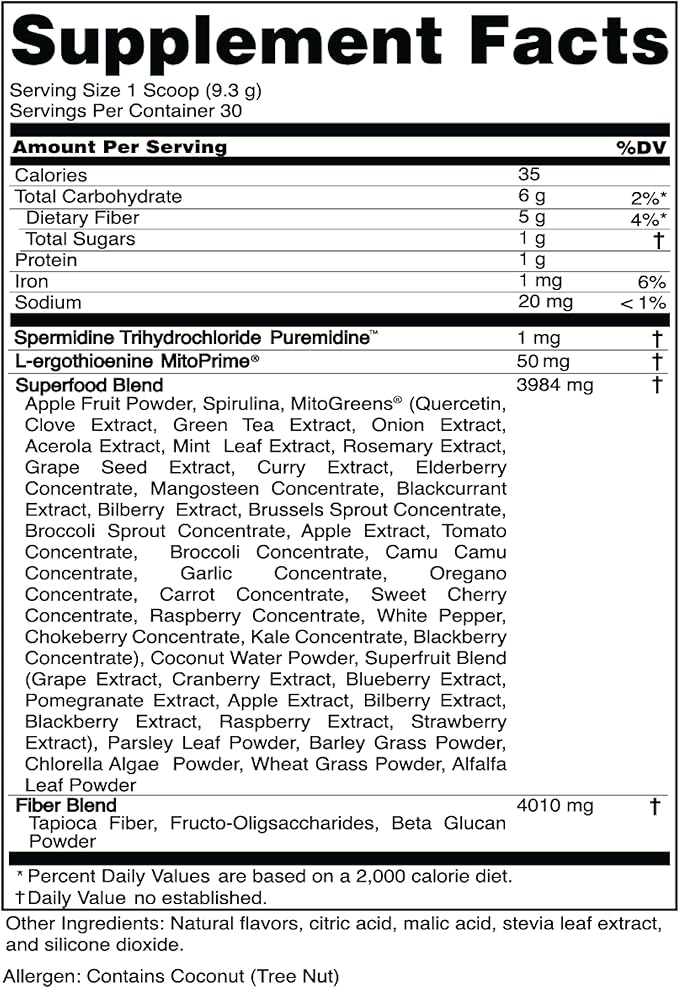 Advanced Bionutritionals Pep Tonic Powdered Superfood Formula 50 Fruits, Vegetables, Herbs, and Superfoods - Vegan, Vegetarian - 9.84 OZ - 279 g