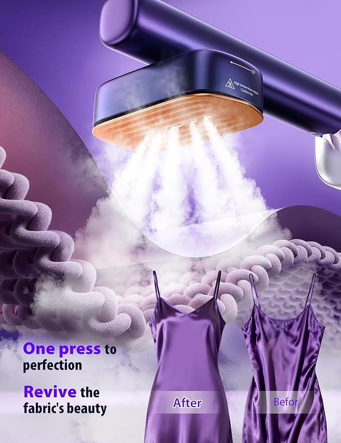 Travel Steamer for Clothes,1200W&25g/min Steam Iron Quilting & Sewing, Portable Handheld Garment Steamer,35mins Runtime & 180ml Large Tank,15s Fast Heat-up,Ceramic Panel,Wrinkle Remover for Travel