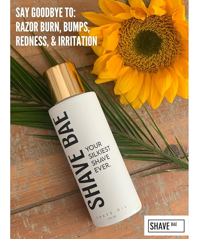 All-Natural Shave Oil – No Razor Burn or Bumps - Get a Silky Smooth Shave - Plant-Based, Nontoxic Shaving Oil Perfect for Bikini Body Beard | Made in USA, 4 Fl Oz