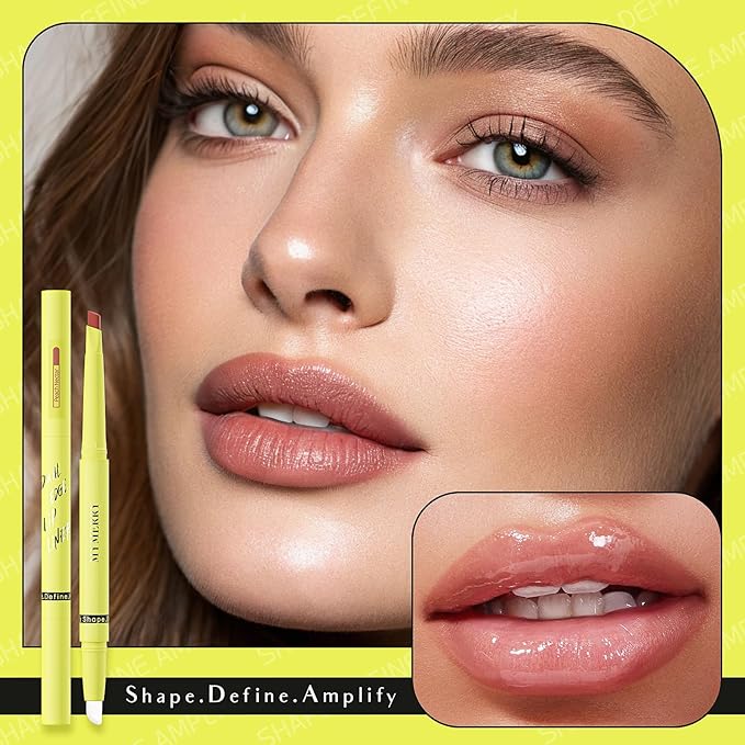 2-in-1 Lip Filler Liner w/Blending Tip, Creamy Matte Lip Pencil for Defining, Shaping & Featherproof Lock, Infused Jojoba Oil & Vitamin E, Vegan & Cruelty-Free, Glacial Veil
