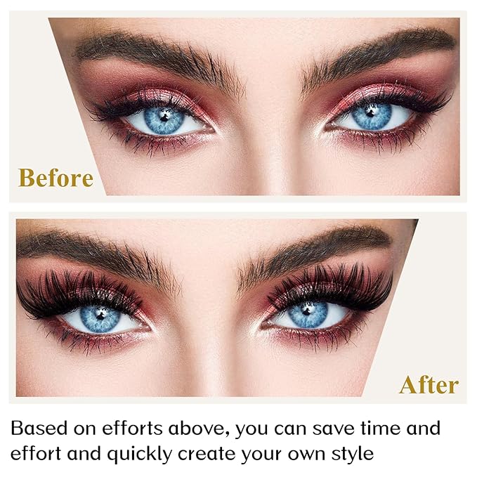 Lash Clusters B53 D Curl 10mm DIY Eyelash Extensions 72 Clusters Lashes B&Qaugen Volume Individual Lashes Eyelash Clusters Extensions Individual Lashes Cluster DIY at Home (B53,D-10mm)