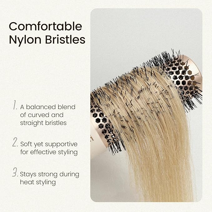 AIMIKE Round Brush for Blow Out, NaturaVol Medium Round Hair Brush w/Nano Thermal Ceramic Tech, for Blow Drying & Styling, Boost Volume & Smoothness, with 2 Clips (1.7 Inch Barrel, 2.5 Inch Bristle)
