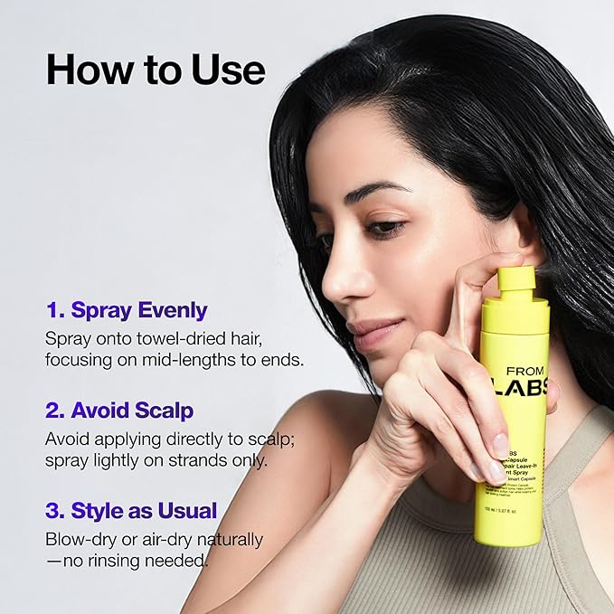 Protein Capsule Leave‑In Treatment Spray, Lightweight Hydrating Mist for Heat Protection (Up to 428°F / 220°C), Frizz Control & Split Ends Repair, Color‑Safe, Fine‑Hair Friendly, 5.07 fl oz