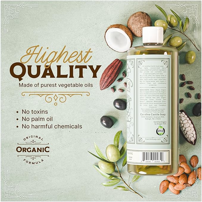 Carolina Sage Lime Castile Soap Liquid – Skin-Softening Olive Oil Soap Organic Body Wash – Pure Castile Soap Sage Lime Liquid Soap – Vegan Castile Soap Liquid (Sage Lime, 1 gallon)