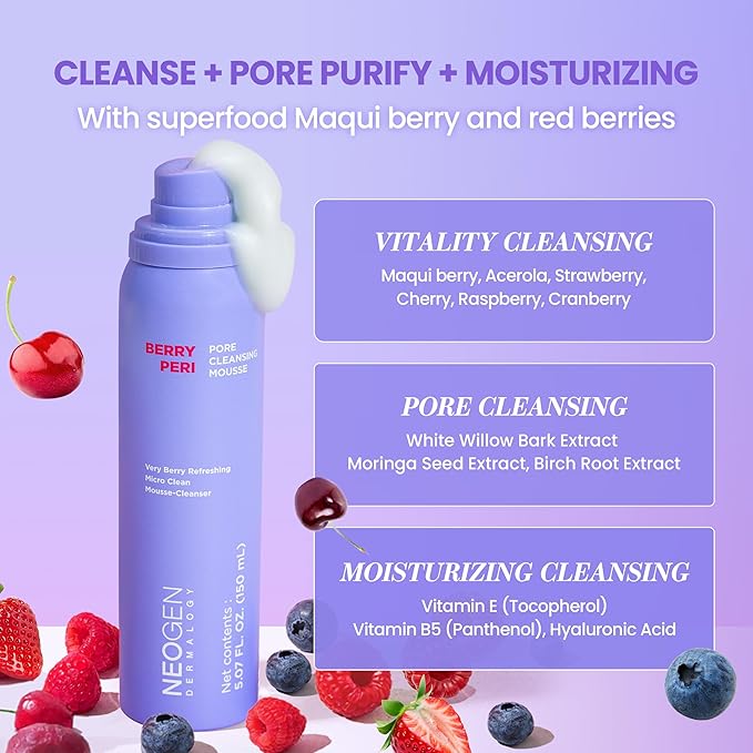 DERMALOGY by NEOGENLAB NEOGEN BERRYPERI PORE CLEANSING MOUSSE 5.07 oz / 150ml