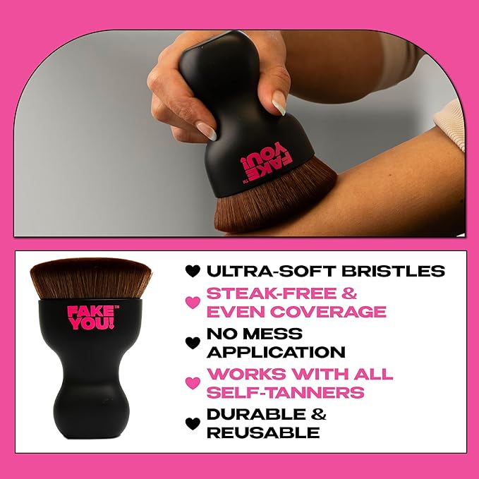 Fake You! Tanning Brush for Body and Face – Self Tan Brush for Smooth, Streak-Free Application – Body for Hands, Feet, and Face – Ultra-Soft Bristles