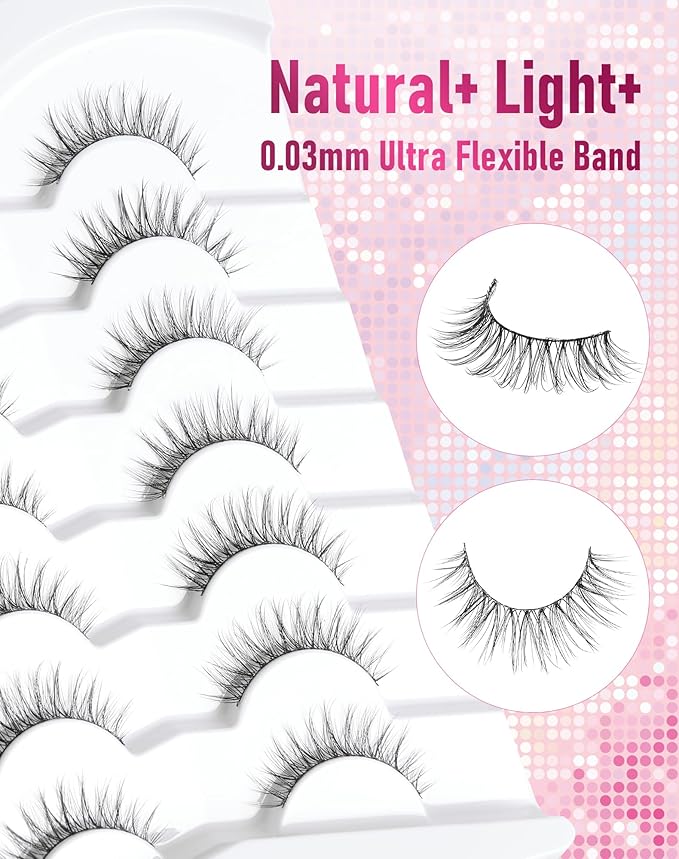 Frihappy Eyelashes Natural False Eyelashes Natural Eyelashes Natural Look Eye Lashes Wispy Fake Eyelashes 10mm Lashes 3D Air-Aquarius