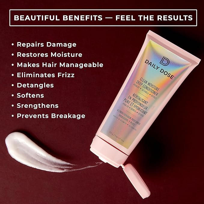 DAILY DOSE Deep Conditioner Hair Mask – Moisturizes, Softens & Restores Shine to Dry, Damaged, Color-Treated Hair – Vegan, Paraben-Free, Sulfate-Free – For All Hair Types – 6 oz