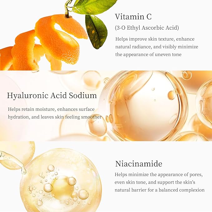 Facial Vitamin C Skincare Set, 2x Face Creams & 1x Serum, 5X Vitamin C Complex with Hyaluronic Acid & Niacinamide, Daily Moisturizing Cream & Serum to Improve Skin Texture & Enhance Radiance
