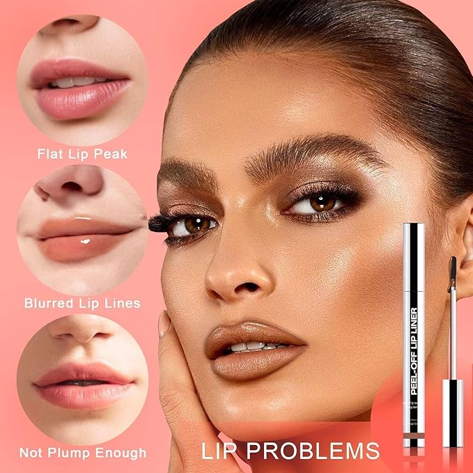 Lip Stain - Peel Off Lip Liner, Long Lasting Lip Liner with Matte Finish, Waterproof & Transfer Proof Lip Gloss, Non-Stick Cup & Highly Pigmented Color, Easy to Use for All Skin Types (Coffee)
