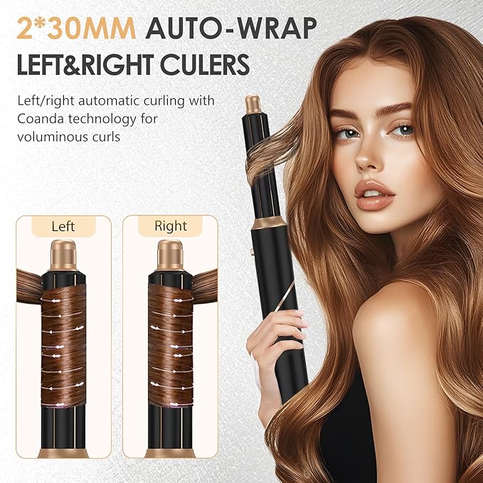 Hair Dryer Brush Set 6 in 1, Blow Dryer Brush Foldable, Negative Ionic Hair Dryer with Diffuser, Detachable Hair Styling Tools Hot Air Curler Hair Styler for Straightening, Curling, Drying,Volumizing