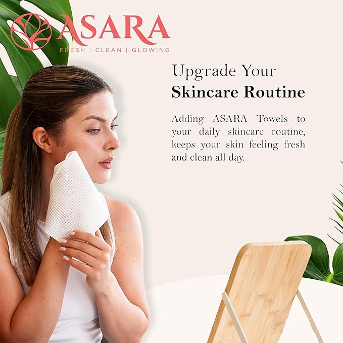 Clean Face Towels Disposable XL Facial Wipes | Add Water As a Makeup Remover | Sensitive Skin Face Towels | Organic Vegan Biodegradable - Clean Daily Towelettes (200 Count) | by Asara
