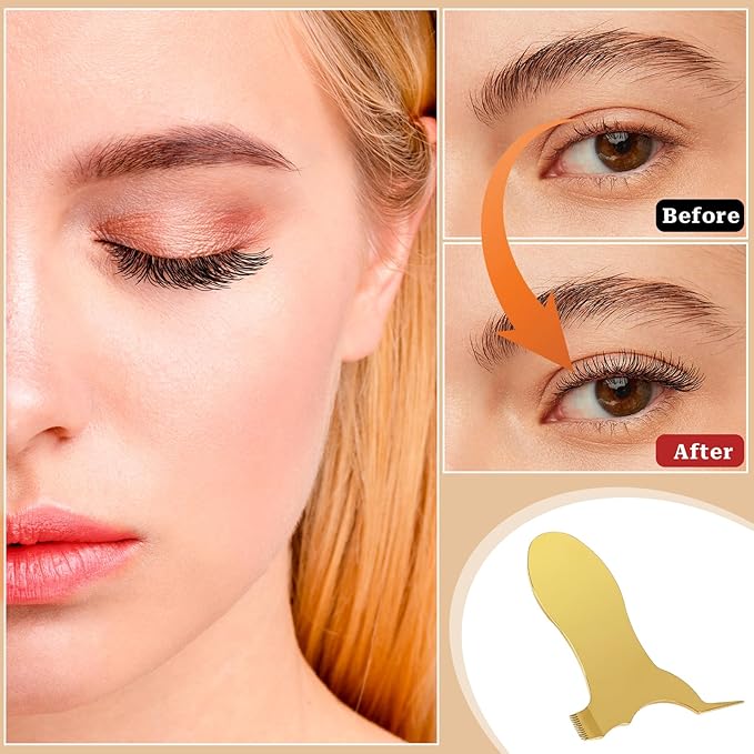 Lash Lift Comb, Stainless Steel Y Shape Eyelash Perm Tool Eyelash Brush Reusable Eyelash Comb Eye Makeup Tool Eyelash Separator Tool Lash Comb for Lash Lift and Tint (Gold)