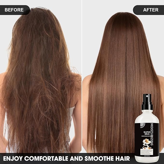 Super Milk Conditioning Hair Primer, Nourishes Softens Hair, Intensely Moisturizes, Anti Frizzy Dry Hair, Leave In Conditioner Spray for All Hair Types