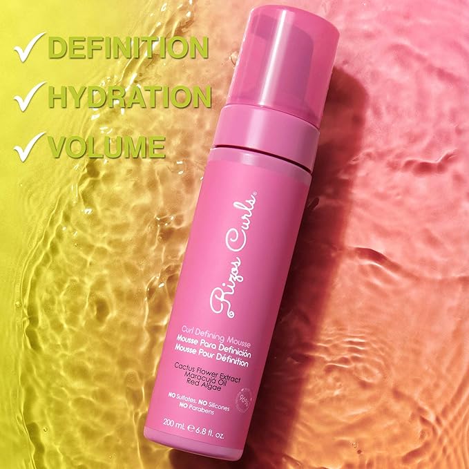 Rizos Curls Curl Defining Mousse Lightweight Foam for Volume & Hydration Shine & Definition for Every Curl Pattern: Wavy, Curly, Coily, Corkscrew, Kinky Hair Types Sulfate & Paraben Free