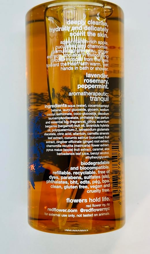 Red Flower French Lavender Purifying Body Wash – Cleanse & Hytdrate Botanical Shower Gel with Organic Fruit & Leaf Extracts for Hydrated, Radiant Skin (10 oz)