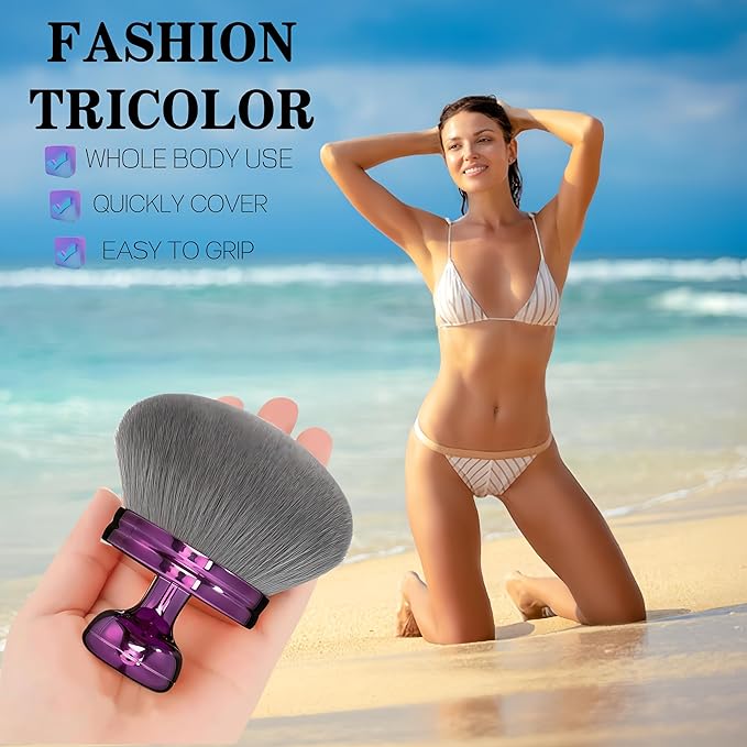 Extra Large Body Makeup Brush For Self Tanner, Leg Makeup &Bronzer Blend, 2 Pack Wide-headed Kabuki Brush Provides More Even &Pretty Application, Oval Face&Back Makeup Brush, Wet&Dry Use