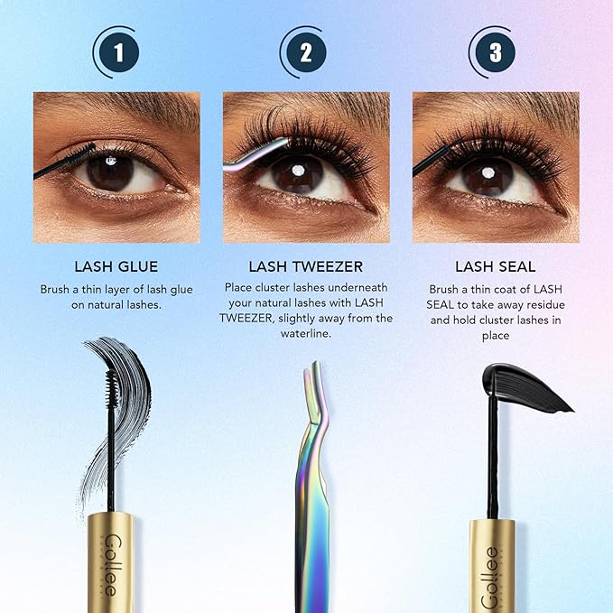GOLLEE Lash Applicator Tool Eyelash Applicator Tool for Lash Clusters Lash Extension Tweezers Eyelash Tweezers DIY Lash Applicator Tweezers for Lash Application and Removal, Classic style